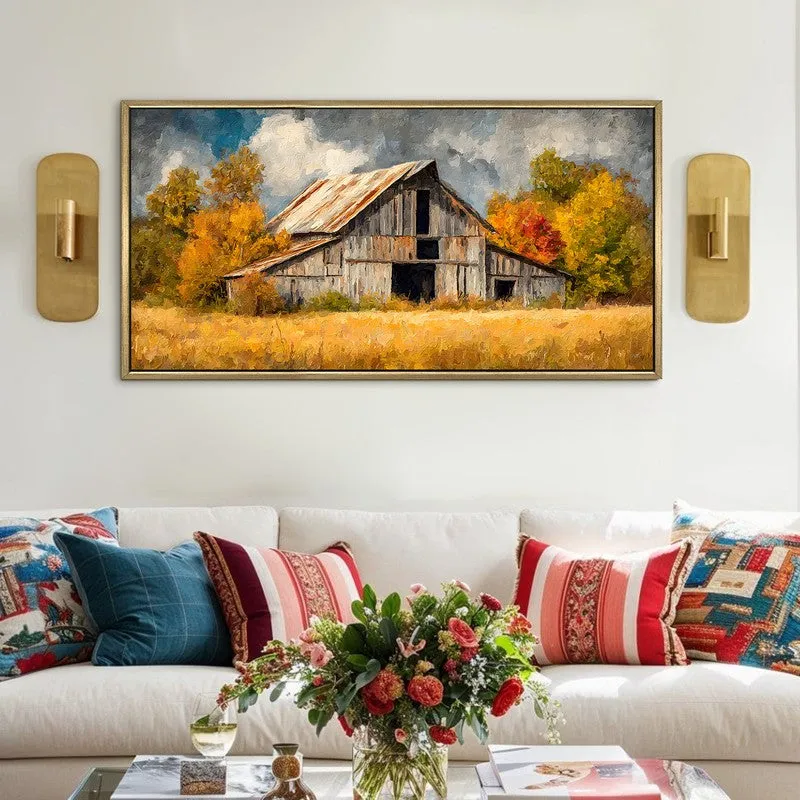 Ochre Fields Canvas Wall Painting With Frame media 1