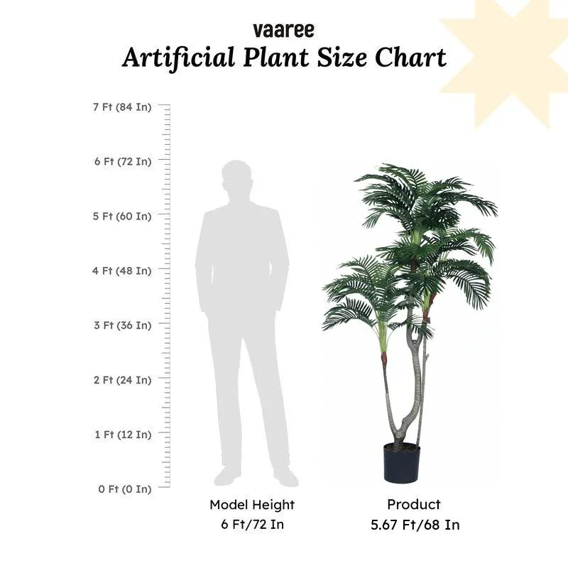 Faux Lush Areca Plam Plant With Black Plastic Pot - 5.6 Feet media 6