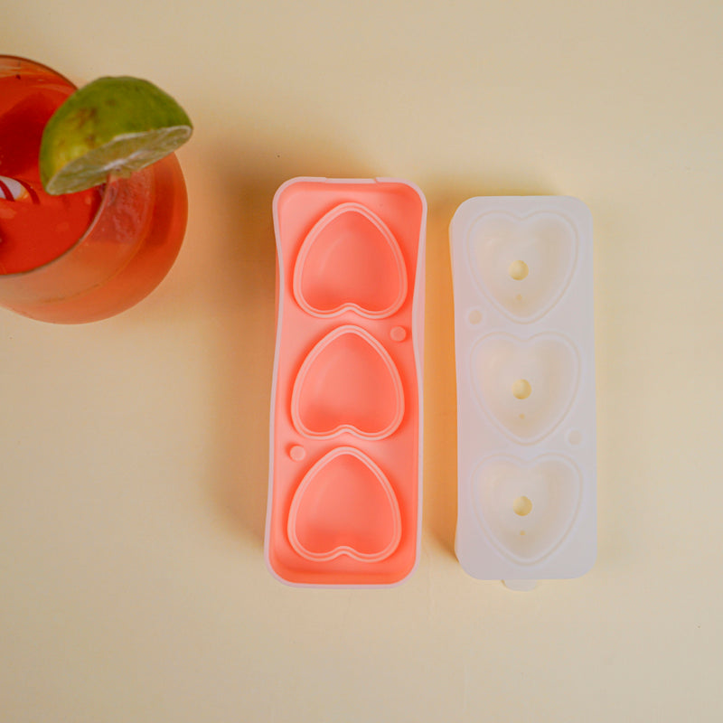 Heart Silicone 3-Cube Ice Mould - Peach media 4