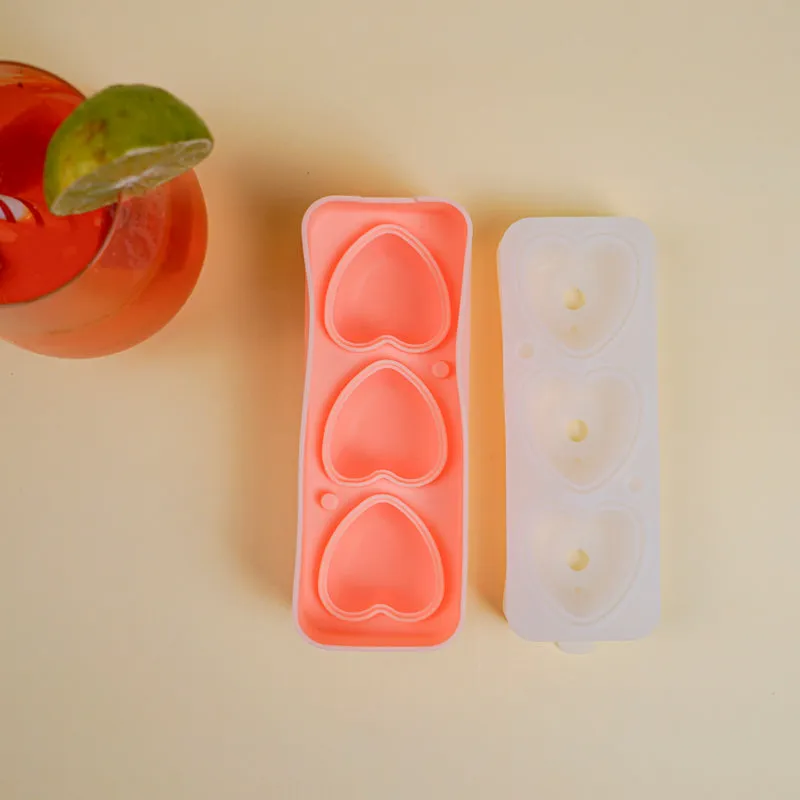 Heart Silicone 3-Cube Ice Mould - Peach media 4