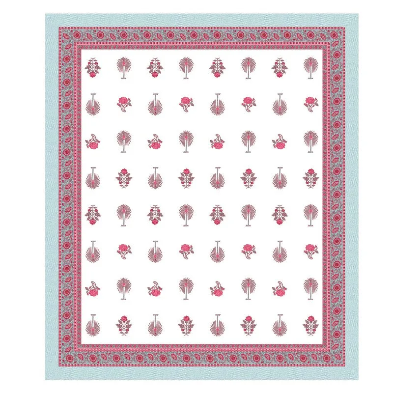 Ethnic Calm Cotton Bedsheet (Pink,White) - 120 TC media 5