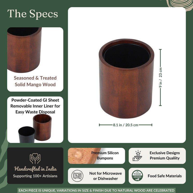 Chara Round Wooden Dustbin media 3