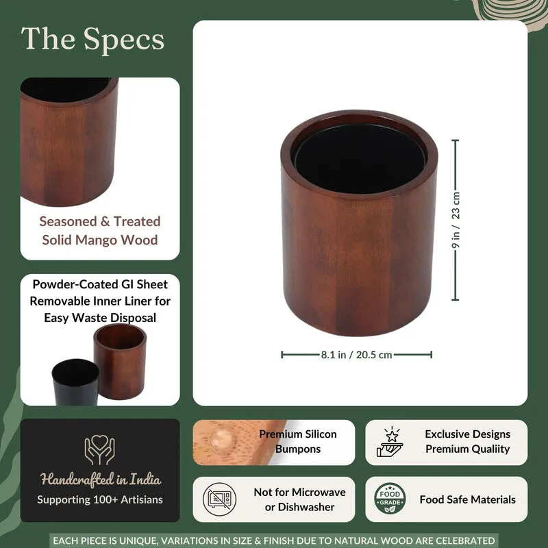Chara Round Wooden Dustbin media 3