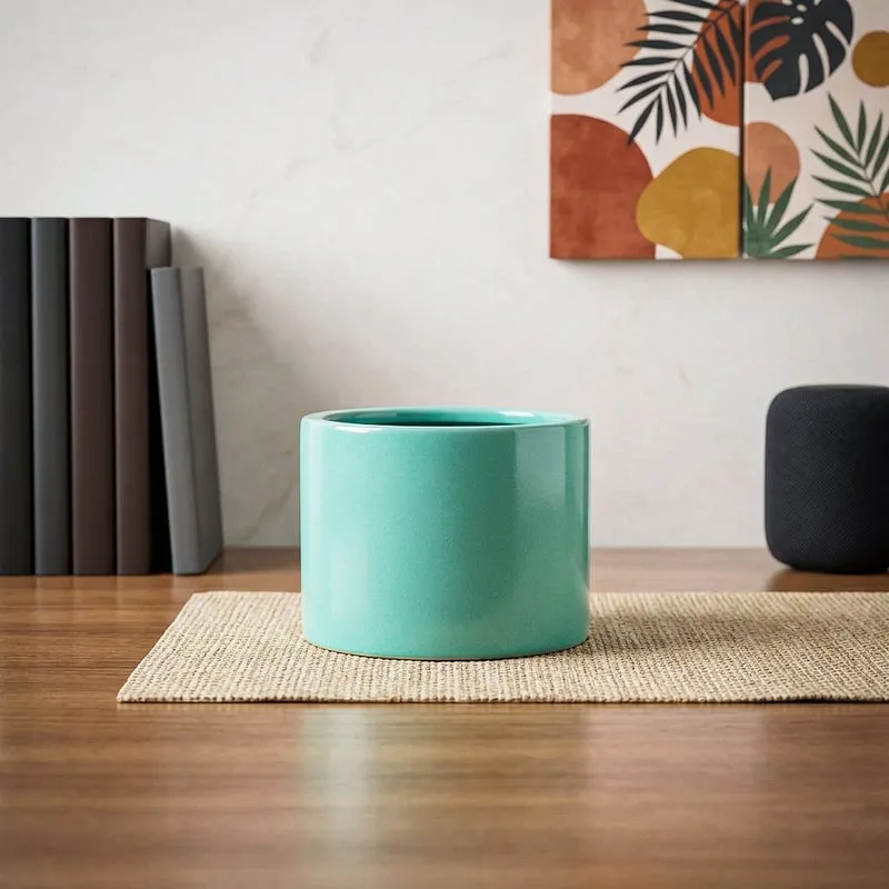 Ugaoo Lilac Stories Ceramic Pot (13.5 CM) - Aqua Green media 1
