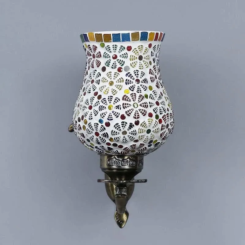 Fiery Florals Glass & Metal Wall Lamp media 4