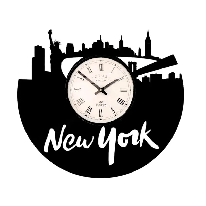 Newyork City Steel Analog Wall Clock - Black media 4