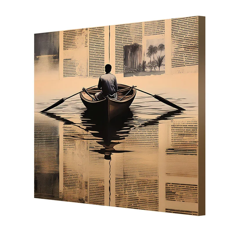 Solitary Rowing Boat Poly Canvas Wall Painting media 5