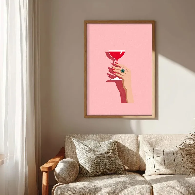 Pink Palette Canvas Wall Painting - Brown Frame media 6