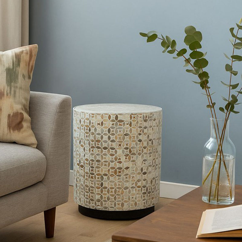 Walnix Mother of Pearl Side Table - Off White