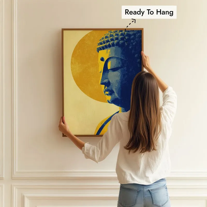 Peaceful Buddha In Meditative Calm II Archival Paper Wall Painting With Brown Frame media 5