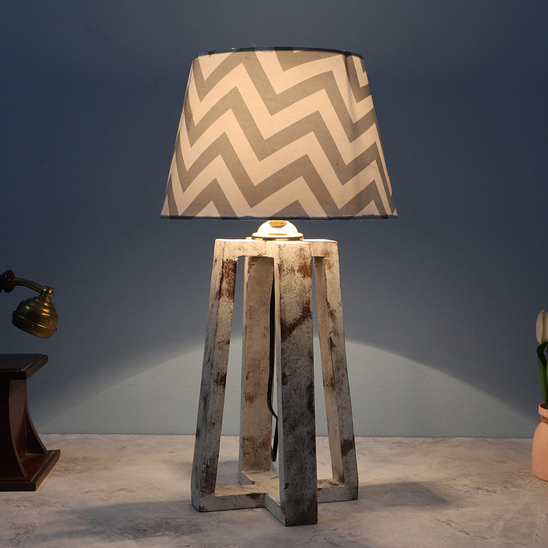 Chevron Light Prism Printed Mango Wood Table Lamp