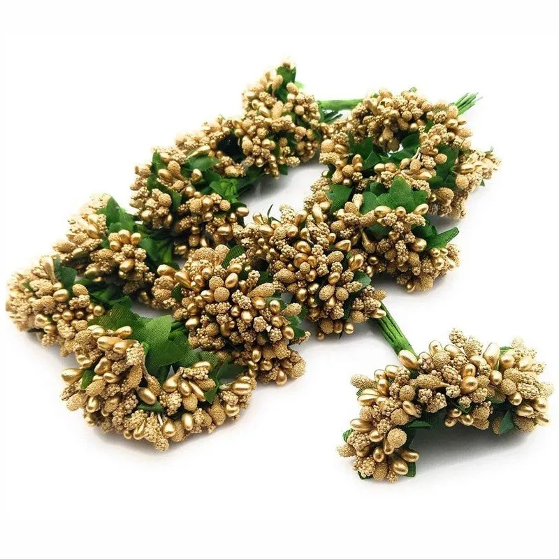 Faux Gypsophilia Flower Bunch (Golden Yellow) - Set Of Twelve media 3