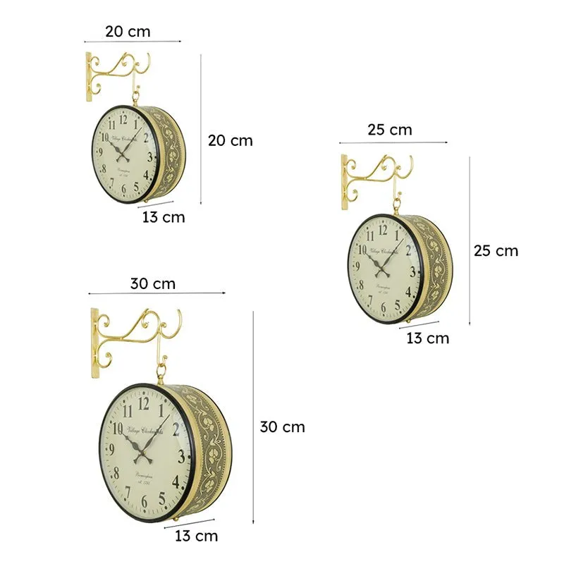 Numaera Double Sided Vintage Station Clock - Gold media 7