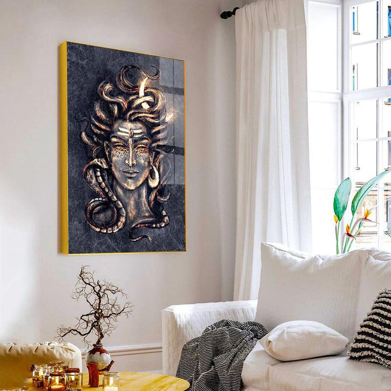 Suvarna Mahadeva Spiritual Canvas Wall Art With Frame - Gold media 4