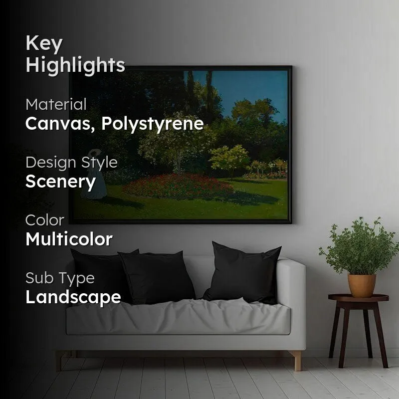 Lady In The Garden Framed Canvas Painting By Claude Monet - Black Frame media 2