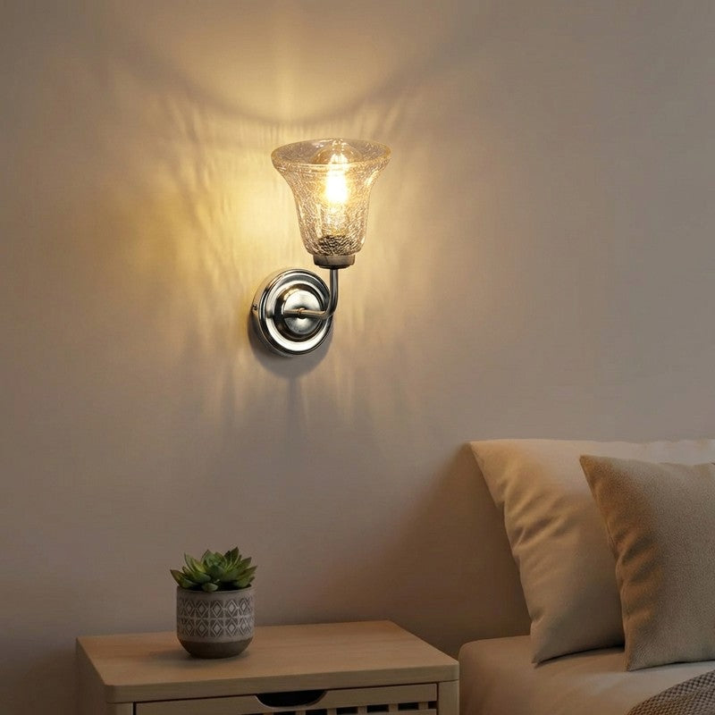 Crystal Flare Silver Base Glass Wall Lamp