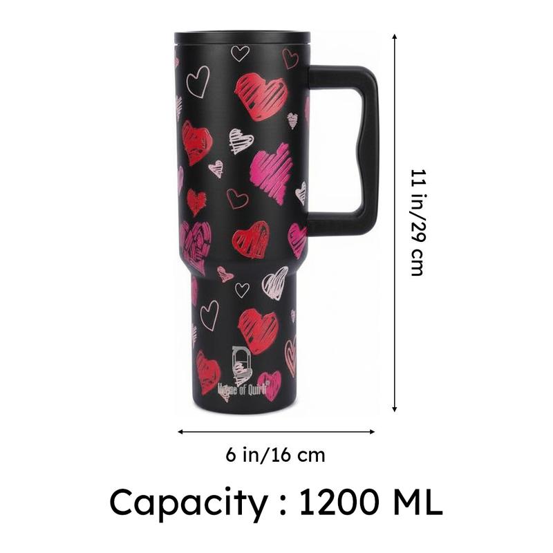Heart Shale Stainless Steel Tumbler (1200 ML) - Black media 10