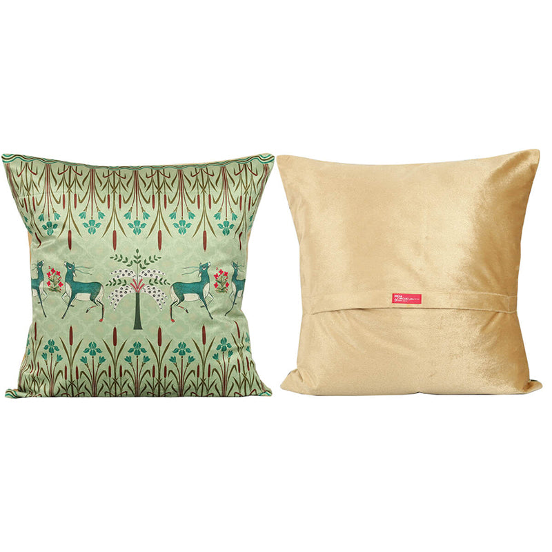 India Circus Symmetric Stag Printed Velvet Cushion Cover - Set Of Five media 5