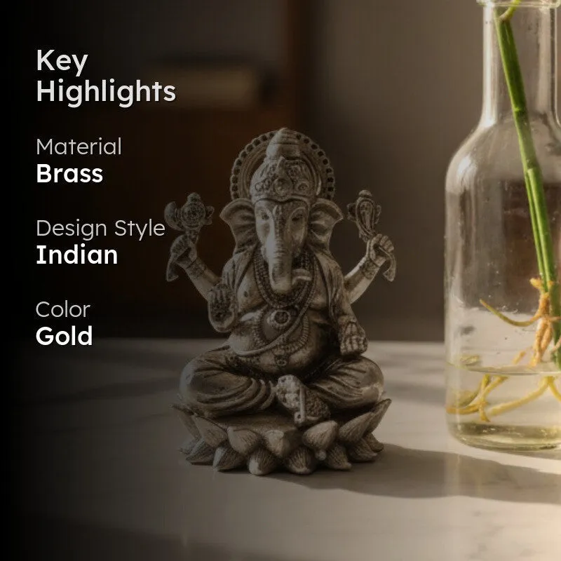 Ornate Ganpati Brass Idol media 2