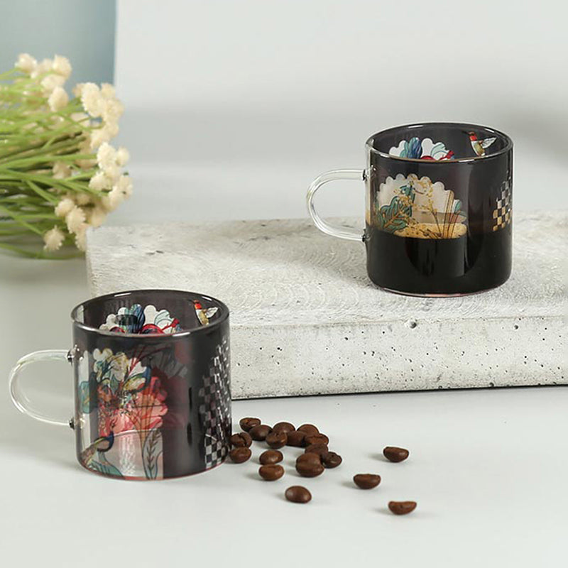 India Circus Glass Tea Cup (130 mL Each)/Transparent,Black)-  Set of Four media 6