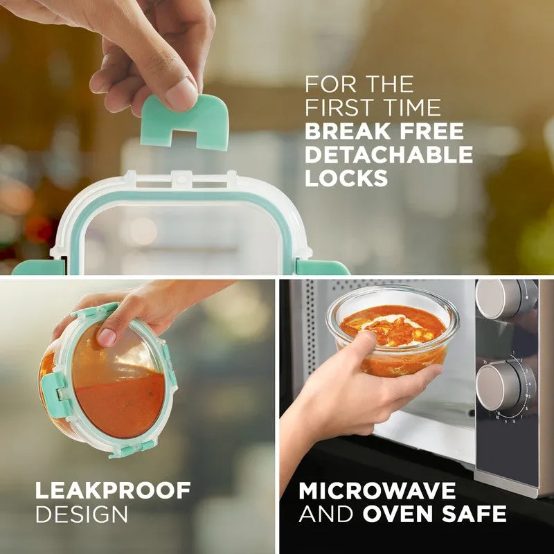 Crunex Leak Proof Glass Lunch Box with Bag- Set of Three media 7