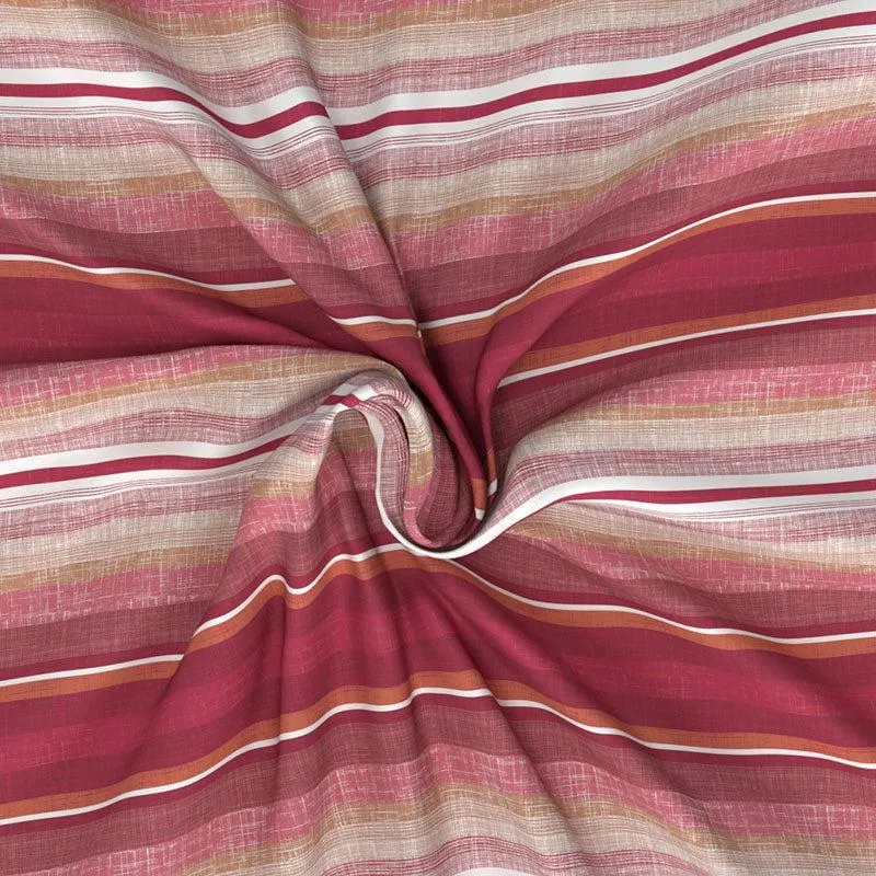 Draped view highlighting the soft striped fabric and warm colours