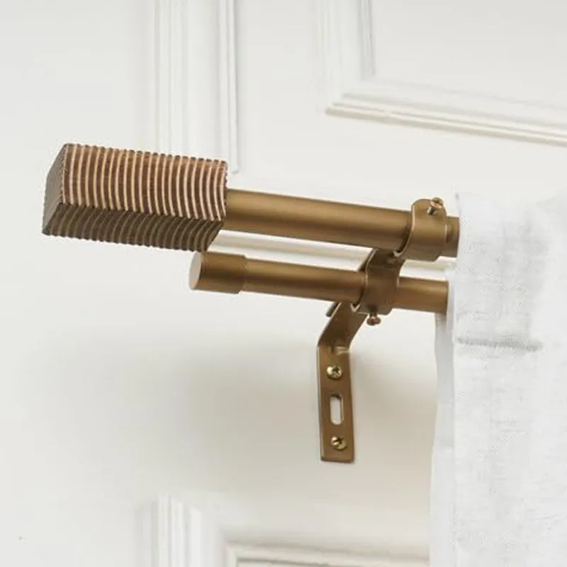 Cedars Etch Duo Extendable 1" Double Curtain Rods With Square Finial & Brackets media 4