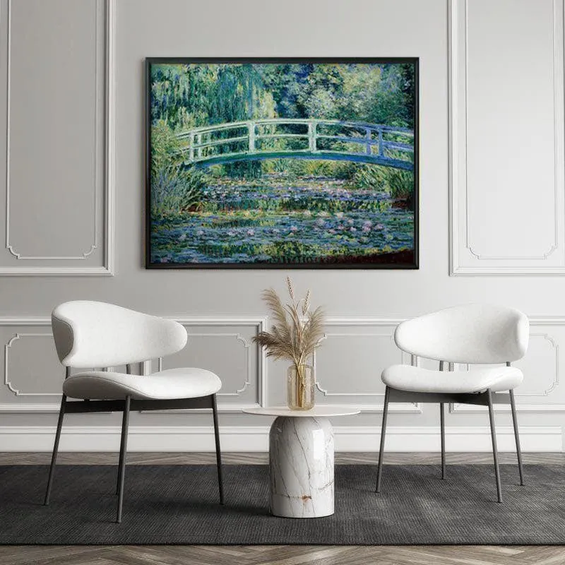 Water Lilies And Japanese Bridge By Claude Monet Canvas Wall Painting - Black Frame media 5