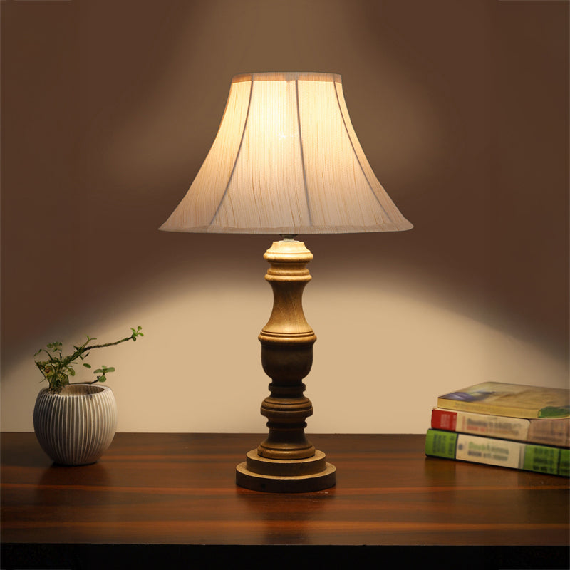Twistra II Carve Wooden Table Lamp - White,Brown