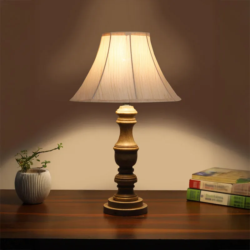 Twistra II Carve Wooden Table Lamp - White,Brown media 1