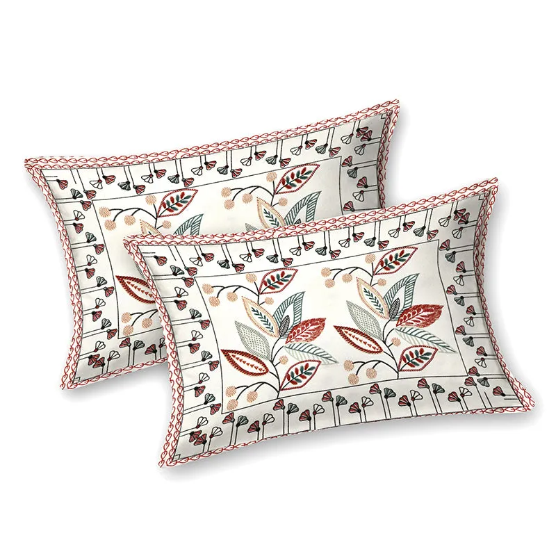 Aniditha Ethnic Cotton Bedsheet (Red,Ivory) - 160 TC media 7