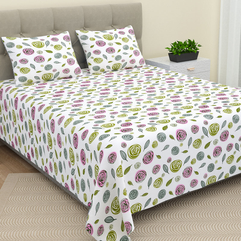Minerva Floral Cotton Bedsheet (Dark Grey) - 160 TC media 3