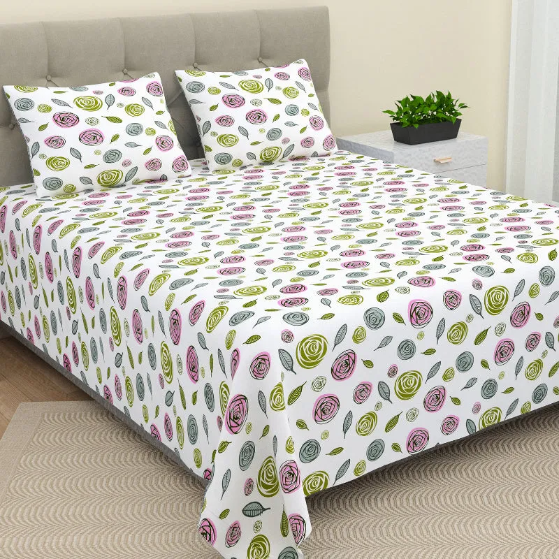 Minerva Floral Cotton Bedsheet (Dark Grey) - 160 TC media 3