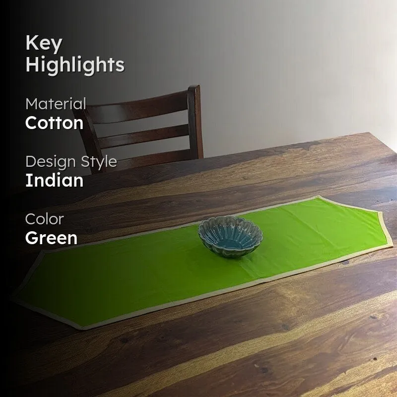 Swayam Solid Sephire Cotton Table Runner - Green media 2