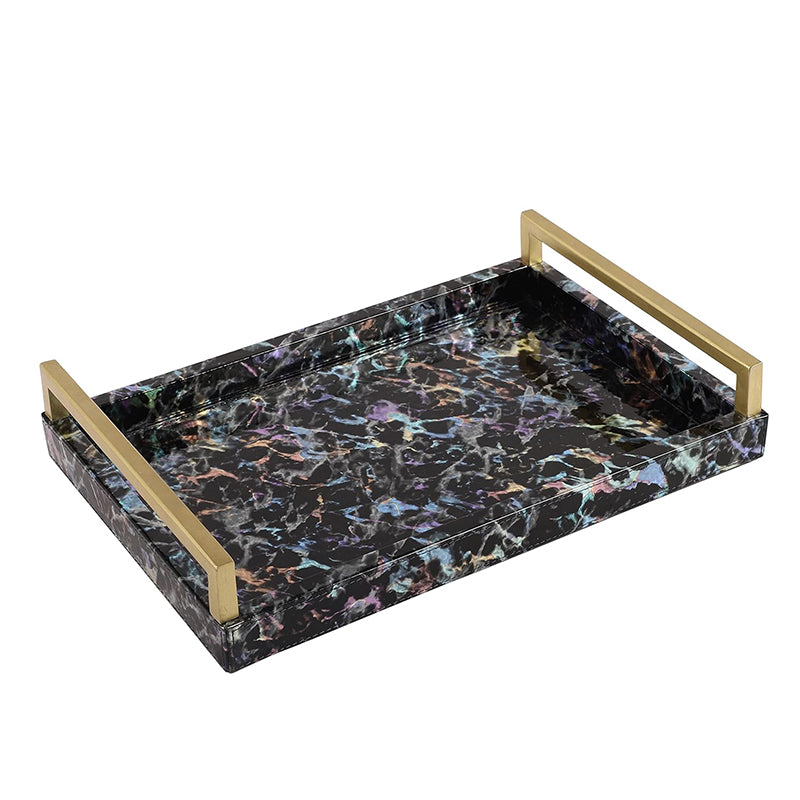 Ave Leather Serving Tray - Black & Gold media 4