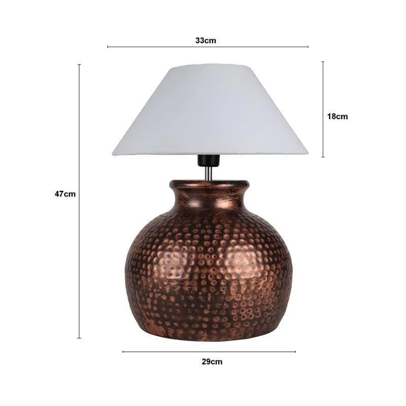 Ditsa Fabric Table Lamp - White,Bronze media 5
