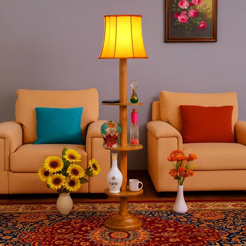 GlowDock Column Wooden Floor Lamp - Yellow media 3