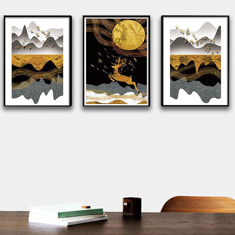 Midnight Magna Wall Painting - Set Of Three