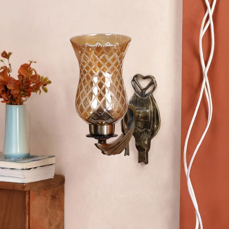 Honey Glow Heart Amber Glass Wall Lamp media 4