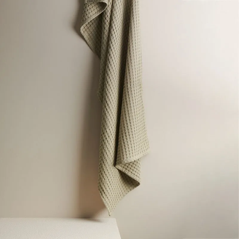 Ambar Waffle Weave Bamboo Cotton Bath Towels - Olive Green media 4