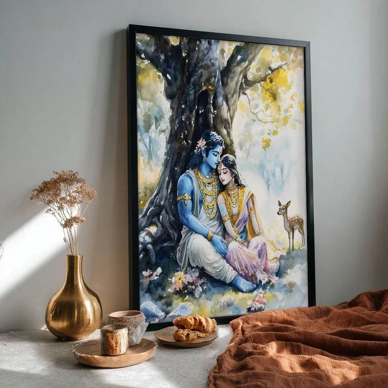 Janaki Rama Spiritual Archival Paper Wall Painting With Frame - Black media 4