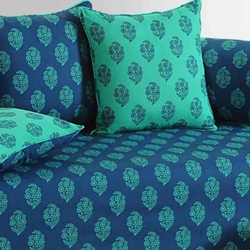 Swayam Rajastha Cotton Diwan Set (Turquoise) - Six Piece Set media 3