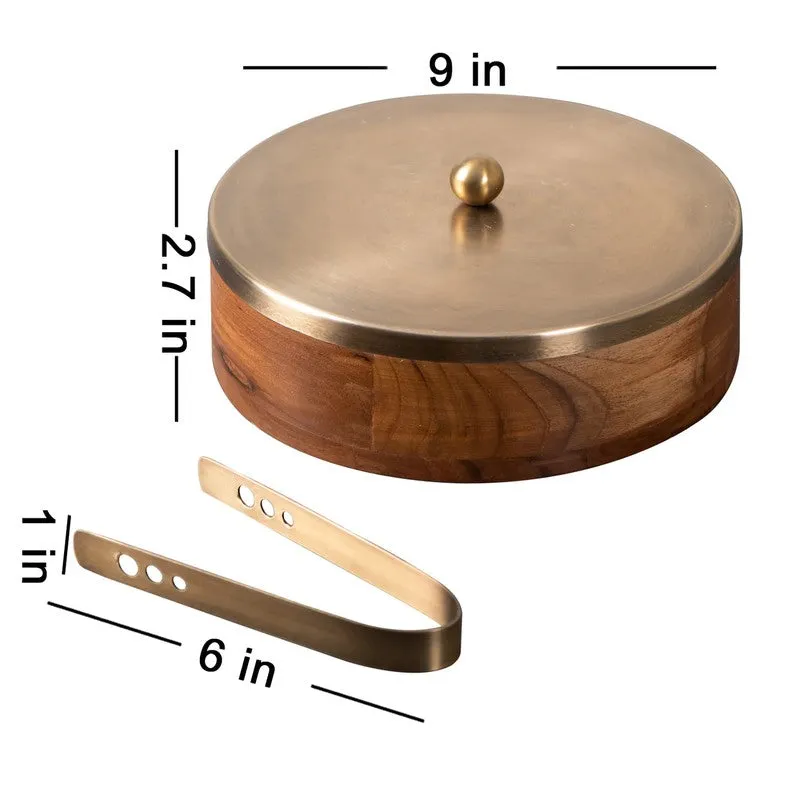Rasoiya Teak Wood Round Masala Box - Three Piece Set media 6