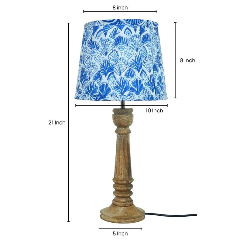 Modern Prism Wooden Base Cotton Table Lamp - Blue media 5