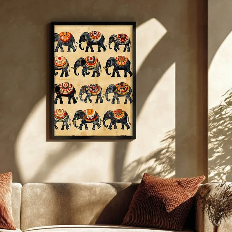 Hathira Canvas Wall Painting With Black Frame media 3