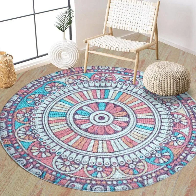 Mandala Boho Round Cotton Rug media 4