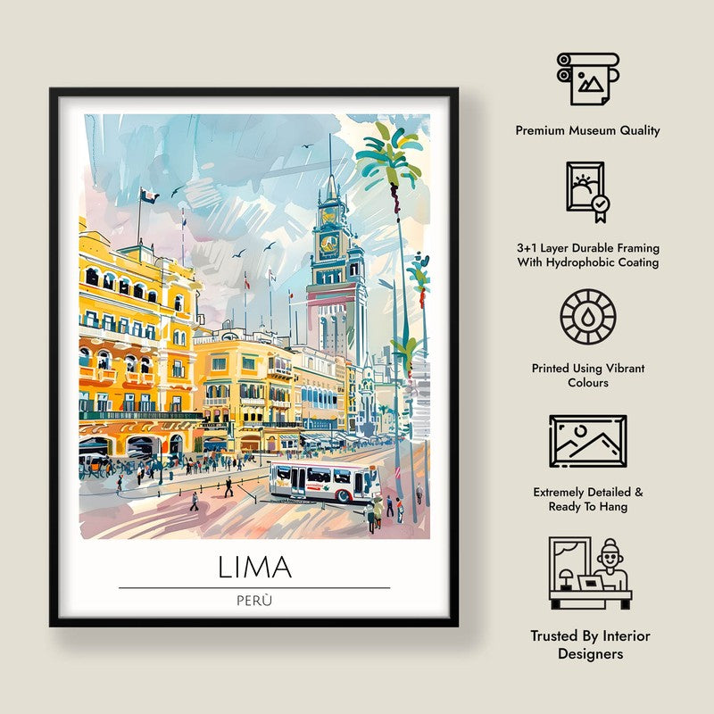 Vintage Lima Framed Canvas Wall Painting media 8