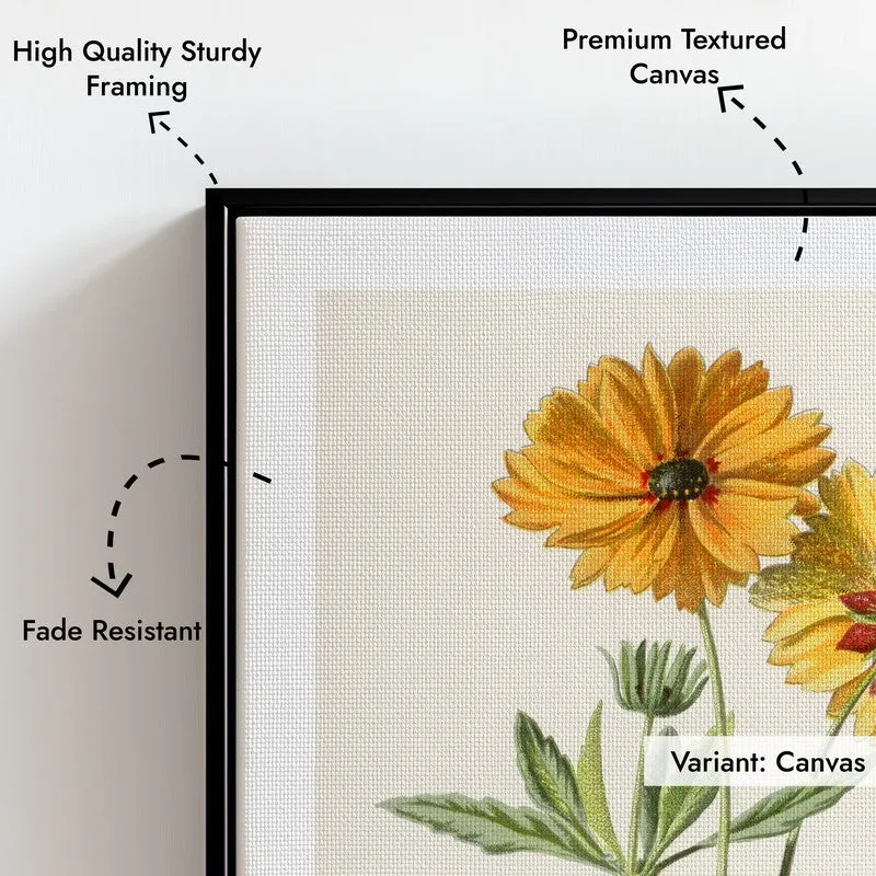 Coreopsis Frederick Edward Hulme Archival Canvas Wall Painting - Black Frame media 7