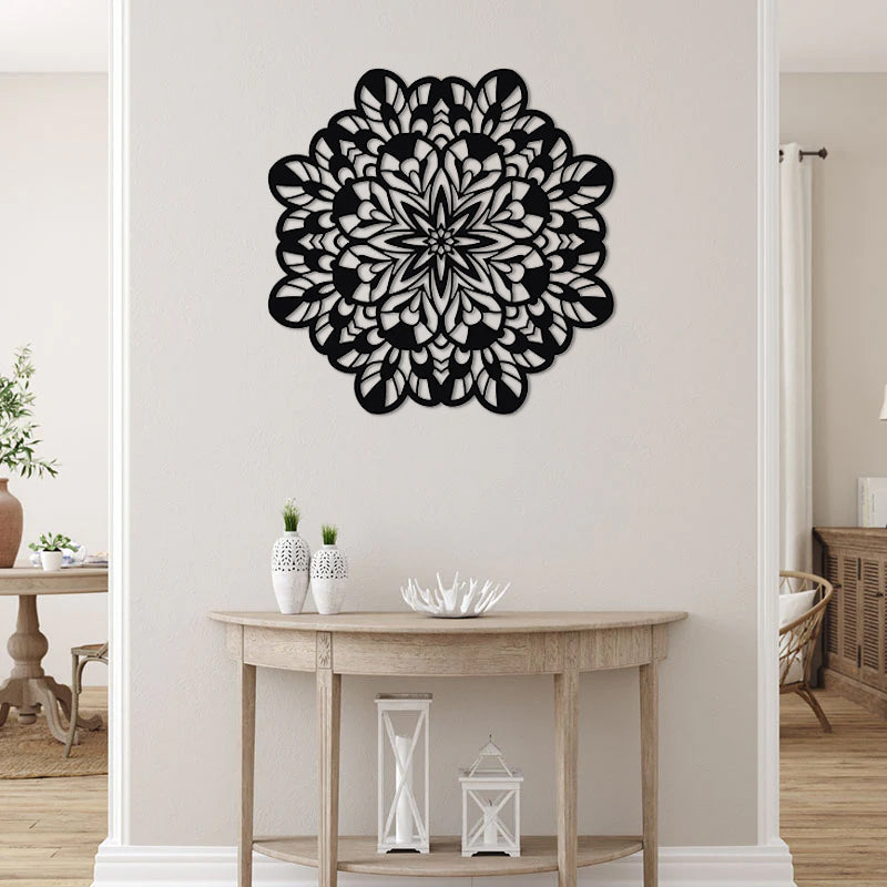Manva Mandala Black Iron Wall Accent