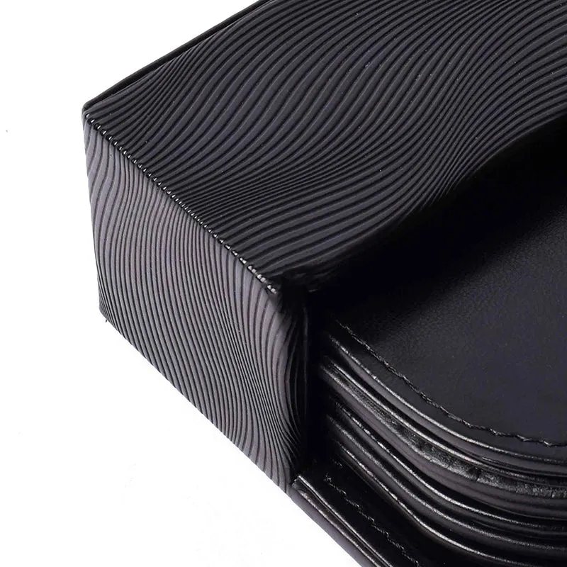 Veltrix Faux Leather Coaster (Black) - Seven Piece Set media 8